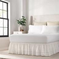 🛏️ effortless fit eyelet elastic wrap around bed skirt: queen/king, white (18-inch drop) - easy on/off dust ruffle logo