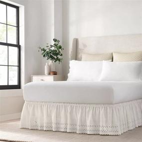 img 4 attached to 🛏️ Effortless Fit Eyelet Elastic Wrap Around Bed Skirt: Queen/King, White (18-Inch Drop) - Easy On/Off Dust Ruffle