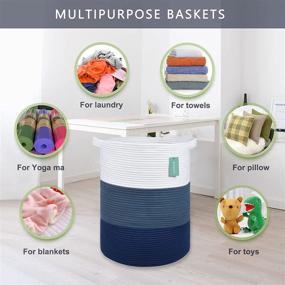 img 2 attached to 🧺 BOSROTY Large Blanket Basket, High Storage Basket for Laundry, Tall Rope Laundry Basket, 15.7”x 21.7”, Cotton Rope Basket, Extra Extra Extra Large (XXXL) Woven Basket, Toy and Clothes Baskets, White, Cadet Blue, and Navy Blue