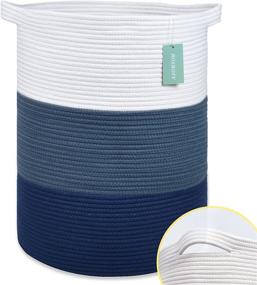 img 4 attached to 🧺 BOSROTY Large Blanket Basket, High Storage Basket for Laundry, Tall Rope Laundry Basket, 15.7”x 21.7”, Cotton Rope Basket, Extra Extra Extra Large (XXXL) Woven Basket, Toy and Clothes Baskets, White, Cadet Blue, and Navy Blue