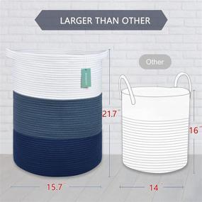 img 1 attached to 🧺 BOSROTY Large Blanket Basket, High Storage Basket for Laundry, Tall Rope Laundry Basket, 15.7”x 21.7”, Cotton Rope Basket, Extra Extra Extra Large (XXXL) Woven Basket, Toy and Clothes Baskets, White, Cadet Blue, and Navy Blue