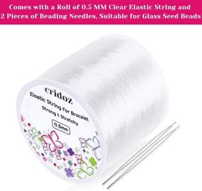 img 3 attached to Clear Elastic Stretch Cord for Bracelets, Cridoz 0.5mm Stretchy String Jewelry Bead Bracelet String with 2 Beading Needles for Seed Beads, Pony Beads, Bracelets and Jewelry Making