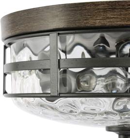 img 2 attached to 🏡 KSANA Rustic Farmhouse Faux Wood Flush Mount Ceiling Light with Water Ripple Glass - Ideal for Bedroom, Hallway, Kitchen, Dining &amp; Living Room, Foyer, and Bathroom