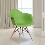 🪑 alonza series green plastic chair with wooden legs by flash furniture логотип