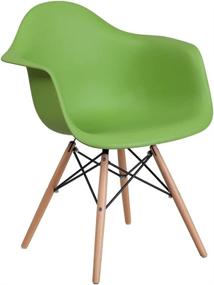 img 2 attached to 🪑 Alonza Series Green Plastic Chair with Wooden Legs by Flash Furniture