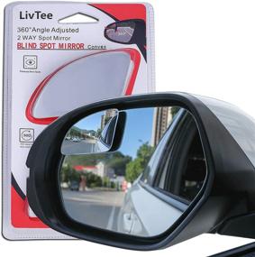 img 4 attached to 🔍 Pack of 2 LivTee Blind Spot Mirrors - HD Glass Frameless Convex Rear View Mirror for Cars, SUVs, and Trucks with Adjustable Stick and Wide Angle