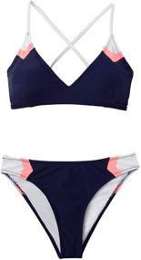 img 2 attached to 👙 Navy Sport V Neck Lace Up Bikini for Women: Explore Cupshe's Latest Collection