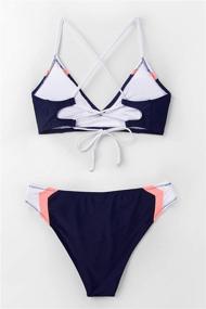 img 1 attached to 👙 Navy Sport V Neck Lace Up Bikini for Women: Explore Cupshe's Latest Collection