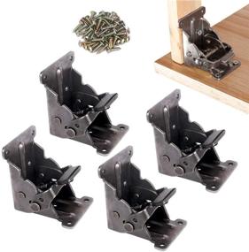 img 4 attached to 🔧 TopDirect 4 Pack Folding Brackets: Lock Extension Support Bracket with Self-Lock Hinges for Table Bed Leg Feet - Includes Screws