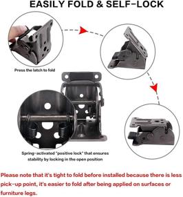 img 1 attached to 🔧 TopDirect 4 Pack Folding Brackets: Lock Extension Support Bracket with Self-Lock Hinges for Table Bed Leg Feet - Includes Screws