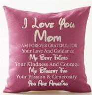 🎁 andreannie pink cotton linen throw pillow case: perfect decorative gift for mom - 'i love you mom, my best friend & biggest fan' - 18 x 18 inches логотип