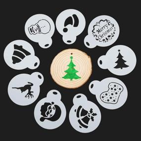 img 3 attached to 🎄 Caydo 30 Pieces Unfinished Round Wood Slices with Holes, 10 Piece Stencils with Christmas Patterns, and 33 Feet Natural Jute Twine for Hanging Home Christmas Decorations