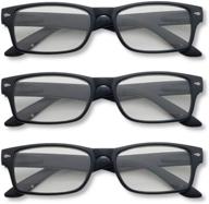 designer style reading glasses with spring hinges - value pack of 3 (2.50) for men or women - triple black logo