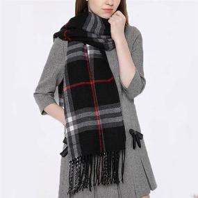 img 2 attached to 🧣 Plaid Shawl Pocket Poncho for Women - Stylish Accessories for Scarves & Wraps