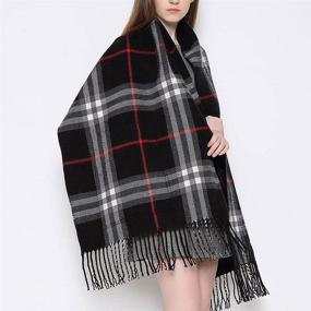 img 3 attached to 🧣 Plaid Shawl Pocket Poncho for Women - Stylish Accessories for Scarves & Wraps