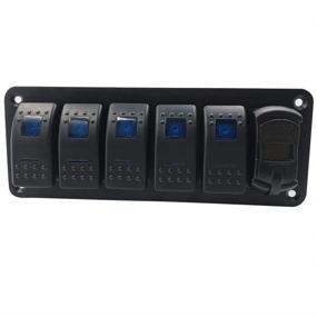 img 1 attached to 🚤 Switchtec Aluminum Panel Rocker Switch with Dual USB Charger, Voltmeter, and Blue Backlit LED - Ideal for Marine, Boat, Car, Truck