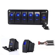 🚤 switchtec aluminum panel rocker switch with dual usb charger, voltmeter, and blue backlit led - ideal for marine, boat, car, truck logo