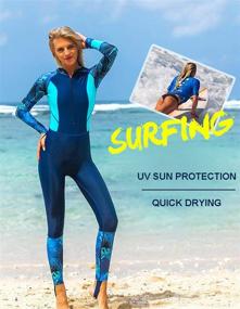 img 2 attached to 🏊 Dive into Surfing & Snorkeling with Full Body Rash Guard Dive Skins Wetsuit Swimsuit - Sun Protection & One Piece Swimming Body Suit for Women, Men & Adults