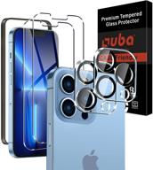 ouba 2 pack защитное стекло для экрана iphone 13 pro с защитой камеры, закаленное стекло твердости 9h - легкая установка, совместимо с чехлом, hd ультратонкое логотип