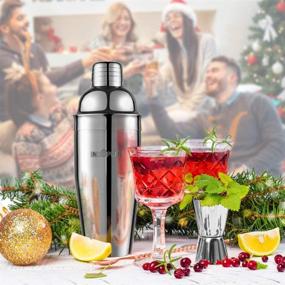 img 1 attached to 🍸 Cocktail Shaker Set: Food-Grade Stainless Steel Martini Shaker with Cocktail Strainer - 25 Ounce/750ml Capacity - Professional Bartender Kit and Gifts