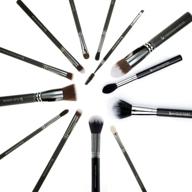 💄 beauty junkees professional makeup brush set - 13pc full face foundation, contour, highlighter, blush, eyeshadow, blending, eyebrows, labeled brushes - black logo