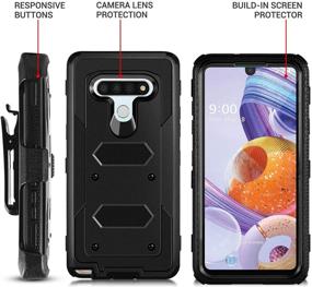 img 3 attached to 📱 RioGree Phone Case for LG Stylo 6 with Belt Clip, Screen Protector, Kickstand - Heavy Duty and Durable Protective Cover for Women, Men, Girls, Boys - Black