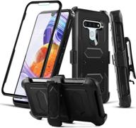 📱 riogree phone case for lg stylo 6 with belt clip, screen protector, kickstand - heavy duty and durable protective cover for women, men, girls, boys - black logo