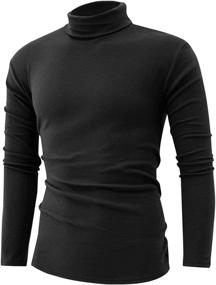 img 3 attached to 👕 Jonivey Men's Solid Knitted Casual Turtleneck Long Sleeve Pullover Top