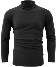 img 4 attached to 👕 Jonivey Men's Solid Knitted Casual Turtleneck Long Sleeve Pullover Top