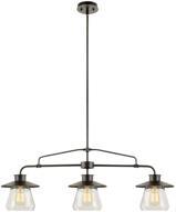 🔦 nate 3-light pendant by globe electric - oil rubbed bronze finish with clear glass shades логотип