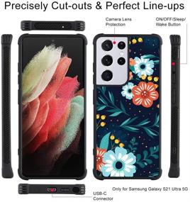 img 1 attached to Vibrant Floral Blossom Samsung Galaxy S21 5G Case: Slim Hybrid TPU Bumpers for Full Protection with Lanyard Strap - Orange Blue Design for Women & Girls