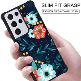 img 2 attached to Vibrant Floral Blossom Samsung Galaxy S21 5G Case: Slim Hybrid TPU Bumpers for Full Protection with Lanyard Strap - Orange Blue Design for Women & Girls