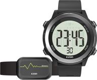 🏃 waterproof men's running digital watch with heart rate monitor chest strap, chronograph, calorie counter, and large display - black t057a11 logo