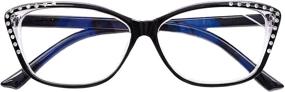img 3 attached to 👓 Genetic Vision Reading Glasses for Women: Blue Light Blocking, Fashion Spring Hinge Readers - Anti Glare/UV Lightweight Eyeglasses Black 1.5