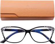 👓 genetic vision reading glasses for women: blue light blocking, fashion spring hinge readers - anti glare/uv lightweight eyeglasses black 1.5 logo