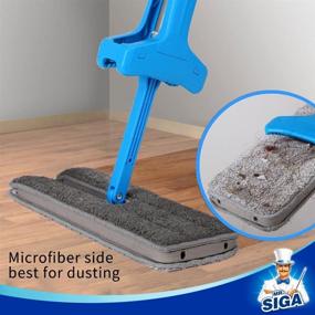 img 1 attached to 🧹 MR. SIGA Dual Action Flipping Flat Mop Refill with Microfiber Pad & High Density Fiber Pad - Size 12.5’’X 4.3’’