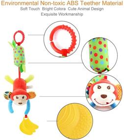 img 2 attached to 🎨 Colorful Animal Bell Soft Baby Sensory Rattles Toys with Teether for Infant Boys and Girls, Newborn Crib Toys Car Seat Stroller Toys, Baby Hanging Rattles Toys for Babies 3 6 9 to 12 Months (4 Pack)