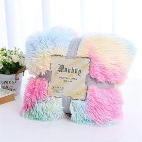 img 1 attached to Colorful Tie Dye Rainbow Blanket Throw: Plush Faux Fur Sherpa Fleece Kids Blanket for Cozy Couch & Bedding – Super Soft, Warm, and Stylish Sofa Cover!