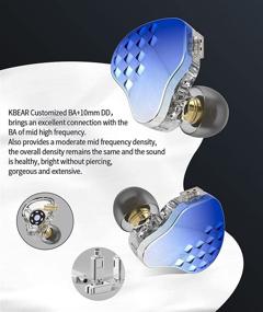 img 3 attached to KBEAR Robin - Мощные наушники с гибридной системой из 5 драйверов с басами, высококачественным стереозвуком и индивидуальной настройкой, 4 ВЧ + 1 НЧ, съемный кабель 0.78 мм с 2 пинами для музыкантов и аудиофилов - Без микрофона, синий.