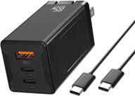 💡 всеобъемлющий 65w 3-портовый usb c зарядное устройство: компактное и складное зарядное устройство для macbook pro/air, ipad, samsung, iphone12, galaxy, pixel и др. логотип