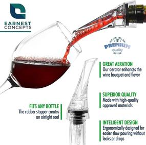 img 2 attached to 🍷 Earnest Concepts Wine Aerator and Stopper Set: Decanter Spout for Red and White Wine, Wine Gift Set - Aerator Pourer for Enhanced Flavor, Vacuum Sealer to Preserve Bottle