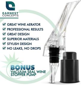 img 3 attached to 🍷 Earnest Concepts Wine Aerator and Stopper Set: Decanter Spout for Red and White Wine, Wine Gift Set - Aerator Pourer for Enhanced Flavor, Vacuum Sealer to Preserve Bottle