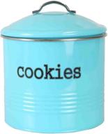 vintage turquoise tin farmhouse cookie jar 🍪 – airtight lid for cookies, biscuits & snacks логотип