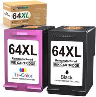 🖨️ palmtree remanufactured ink cartridge set for hp 64xl compatible with envy photo 7155, 7858, 7855, 7155, 7820, 7864, 7158, 7164, and envy 5542 printers (1 black, 1 tri-color) logo