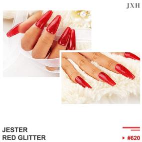 img 3 attached to 💅 JXH 15ml Jester Red Glitter Gel Nail Polish - Soak Off Gel Polish, Professional UV LED Nail Art Manicure, Salon Designs and Home DIY Use - 0.5 OZ