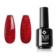 💅 jxh 15ml jester red glitter gel nail polish - soak off gel polish, professional uv led nail art manicure, salon designs and home diy use - 0.5 oz logo