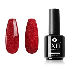 img 4 attached to 💅 JXH 15ml Jester Red Glitter Gel Nail Polish - Soak Off Gel Polish, Professional UV LED Nail Art Manicure, Salon Designs and Home DIY Use - 0.5 OZ