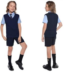 img 2 attached to 🧥 Benito & Benita BOBOYOYO Kids' V-Neck Sweater Vest, Uniform Pullover, Cotton Knit School Vest for Boys, Girls, and Babies