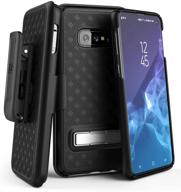 📱 encased galaxy s10e belt case with kickstand - slimline series 2019: ultra thin cover & rotating holster clip, black logo