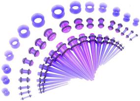 img 4 attached to 📏 Comprehensive 50-Piece Ear Stretching Kit: Acrylic Tapers, Plugs, Silicone Tunnels - Gauges Expander Set for Body Piercing Jewelry from 14G to 00G